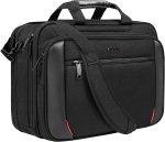 EMPSIGN Laptop Case Briefcase, 17.3 Inch Laptop Bag Expandable Messenger Bag for Men & Women Water Repellent, RFID Blocking Shoulder Bag Canvas Bag for Work, Business Commute Travel School-Black